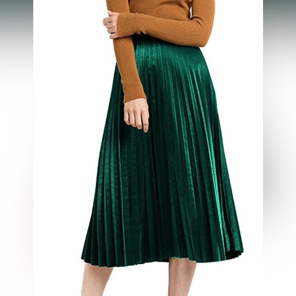 Velvet Pleated High Waist Midi Calf Aline Skirt